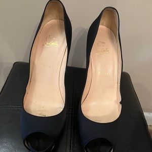 Christian Louboutin Black Satin Hyper Prive 120 Shoes Size 41 1/2